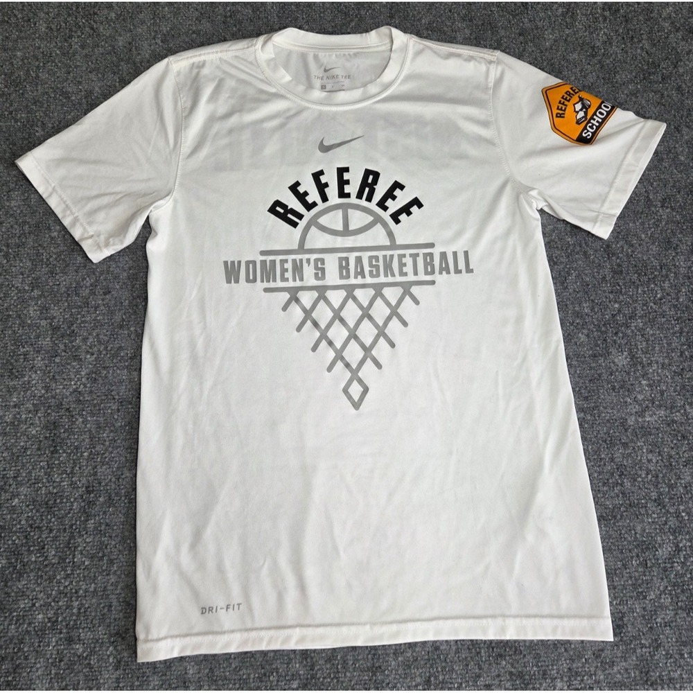 Nike‎ Referee Shirt Women's Basketball Dri Fit White Small Referee School Patch